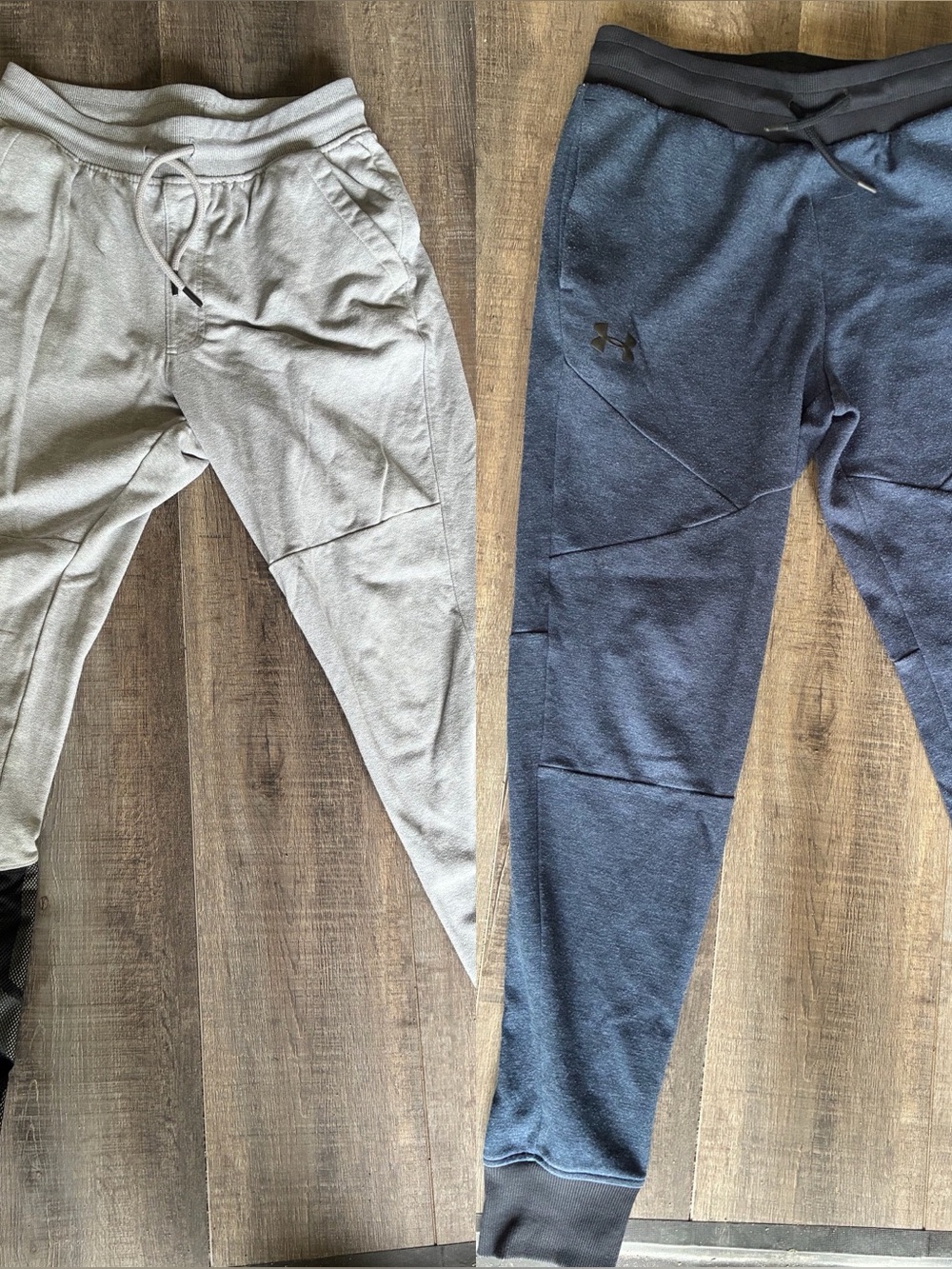 Under Armour Boys Two-Pack Joggers in Gray and Navy